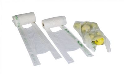 SHOPPER COMPOSTABILE T-SHIRT BAGS ON ROLL BIO ECO 22+12 X 50 MY 12 PZ.200