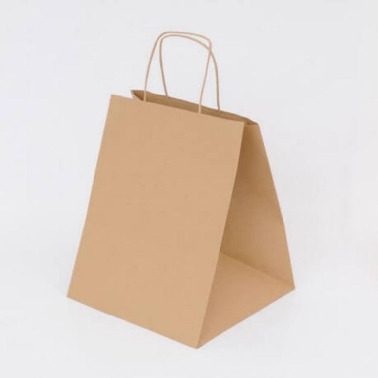 BORSA TAKE AWAY ASPORTO GASTRONOMIA 28X20X32 CARTA KRAFT AVANA PZ.100