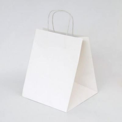 BORSA TAKE AWAY ASPORTO GASTRONOMIA 28X20X32 CARTA KRAFT BIANCA PZ.100